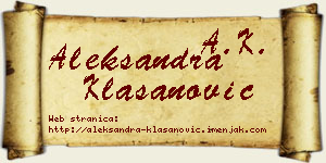Aleksandra Klasanović vizit kartica